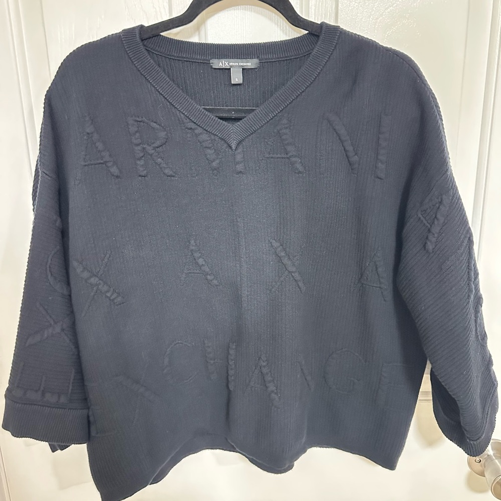 Armani Exchange Women's Charcoal V-Neck Sweater